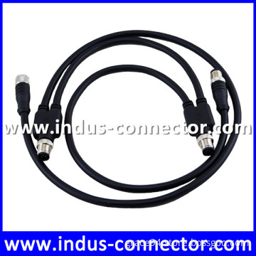 Hot sale m12 d code 4 poles one male to two female sensor y splitter cable